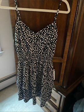Black and White Spotted Smocked Sundress